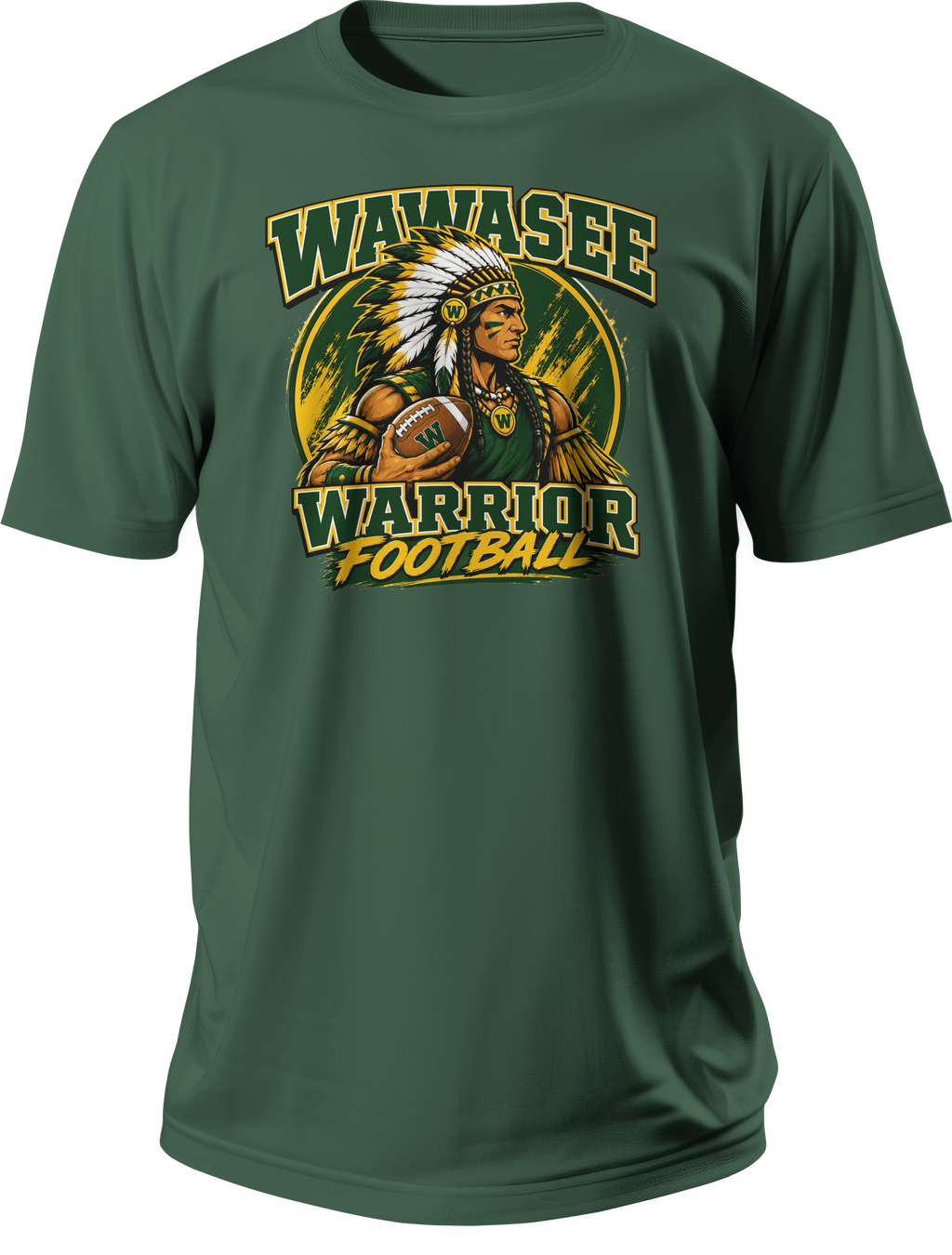 Wawasee Warrior Football T-Shirt Vol. 2 in Forest Green