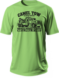 Camel Tow 24 Hour Service funny graphic t-shirt in lime green