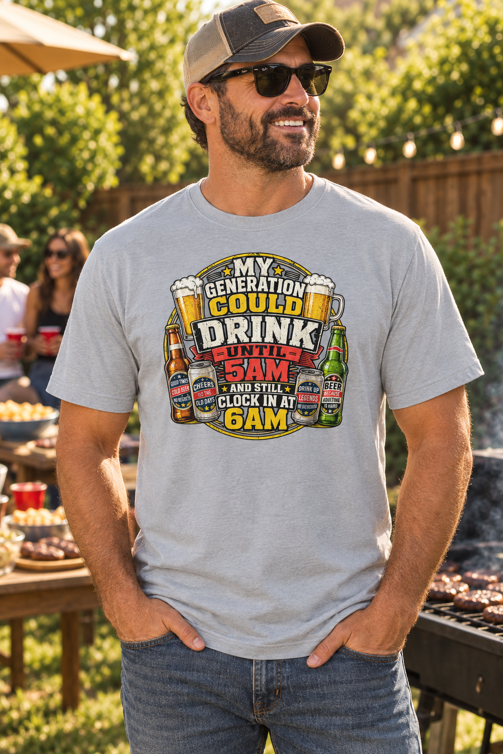 Front-print lifestyle photo for My Generation Could Drink Until 5AM T-Shirt