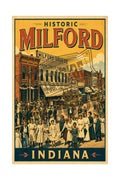 Historic Milford Indiana Vintage Poster Print – Small Town Wall Art