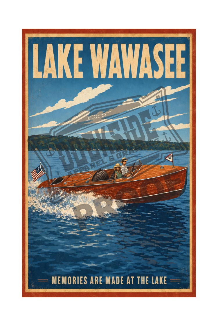 Lake Wawasee – Memories Are Made at the Lake Vintage Chris-Craft Wall Art Poster Print