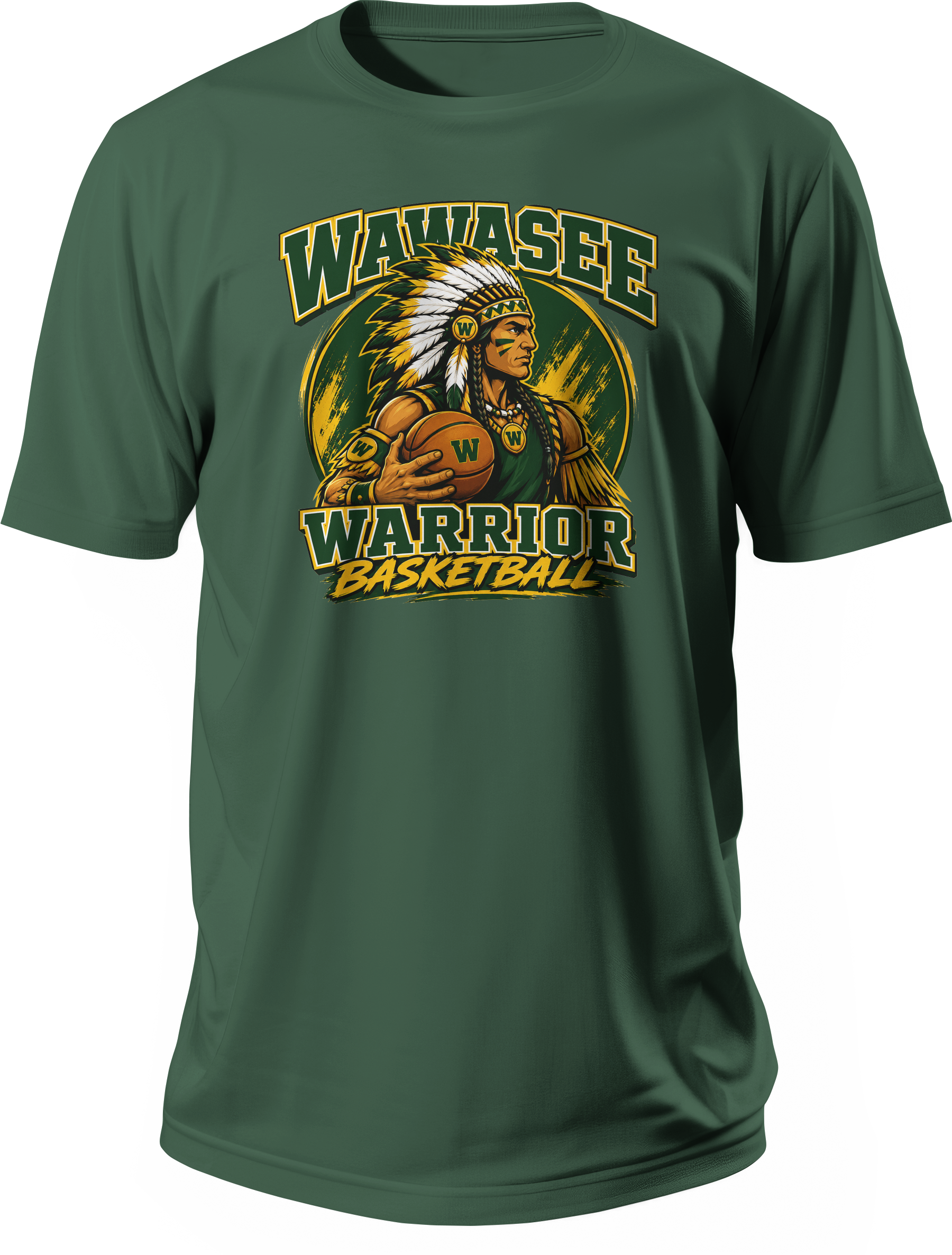 Wawasee Warrior Basketball T-Shirt - Forest Green