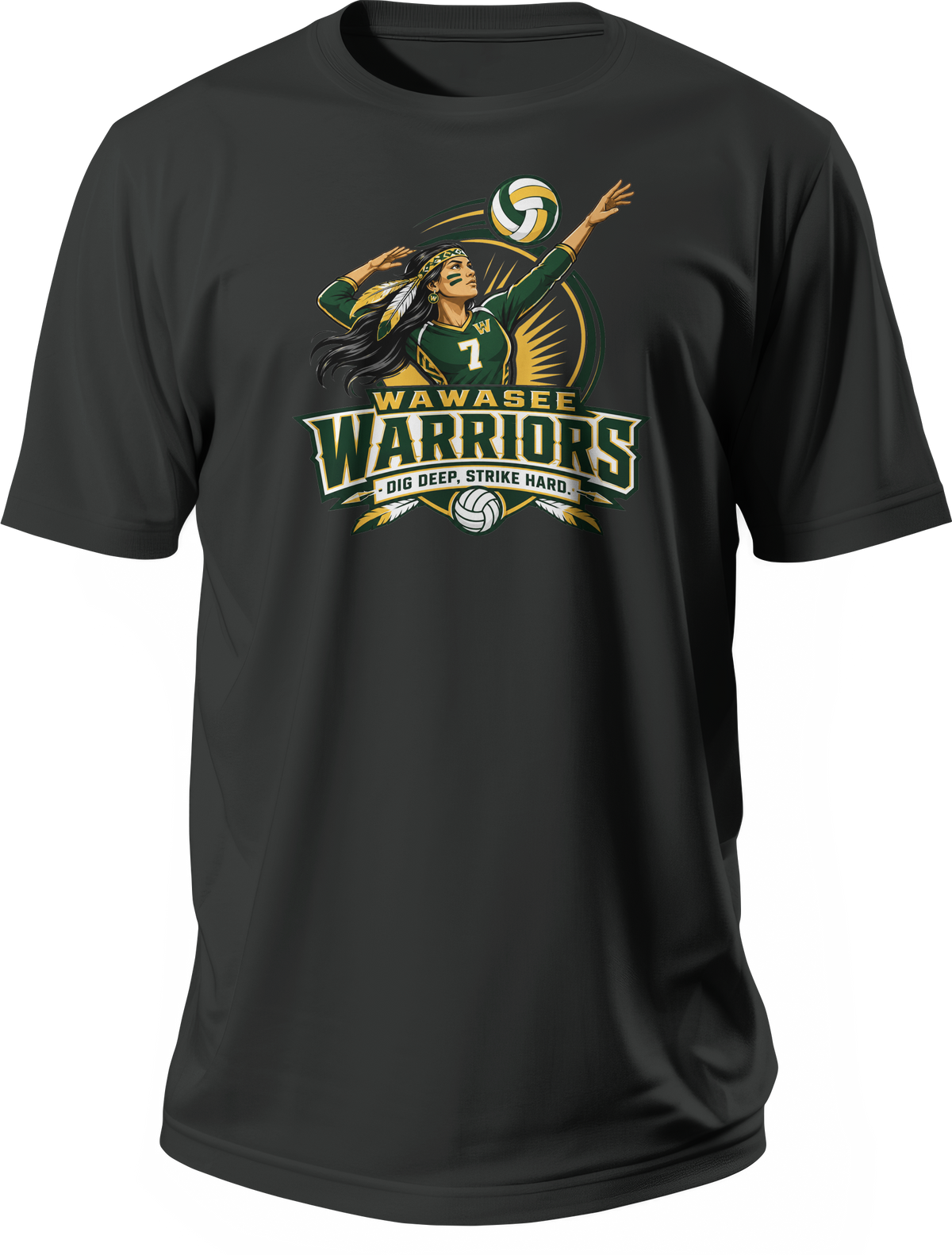 Wawasee Warriors Volleyball T-Shirt in Black