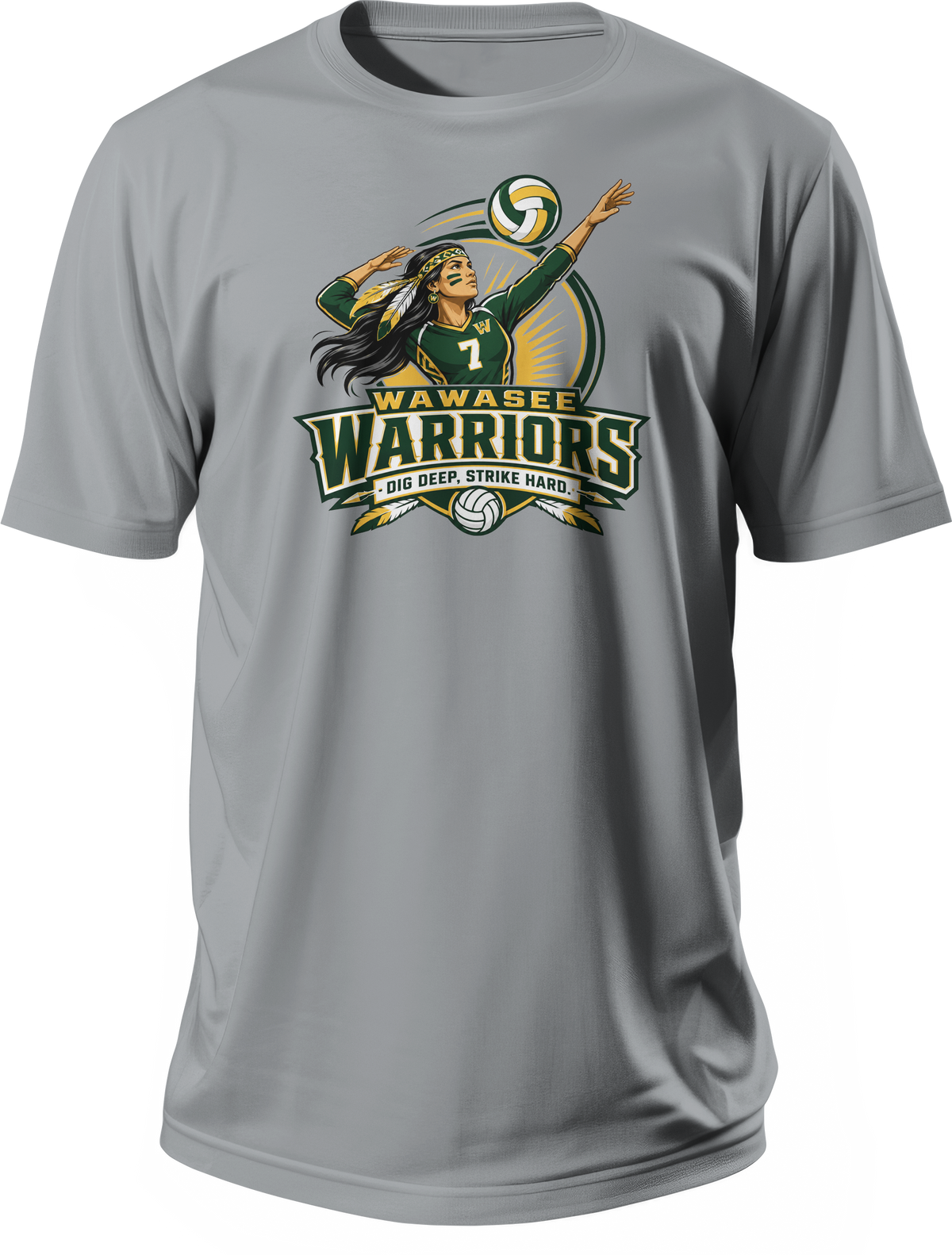 Wawasee Warriors Volleyball T-Shirt in Gravel