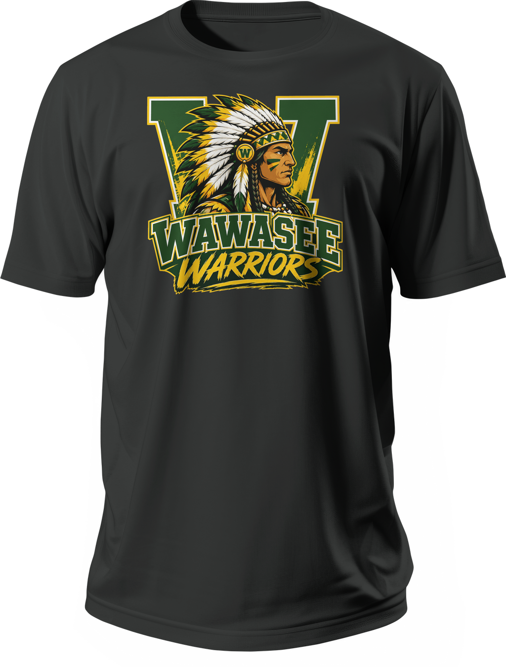 Wawasee Warriors Chief W Mascot T-Shirt in Black