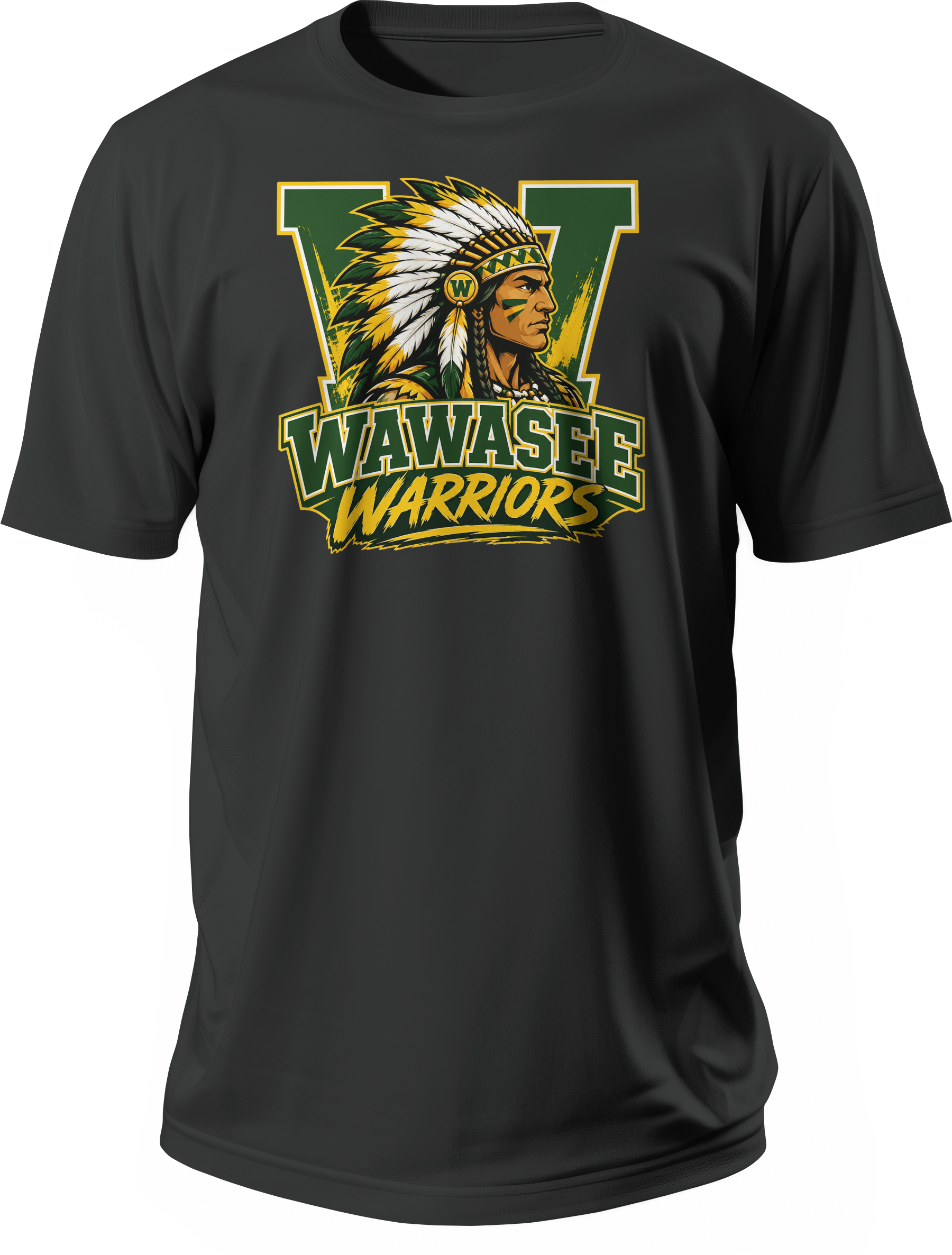 Wawasee Warriors Chief W Mascot T-Shirt in Black
