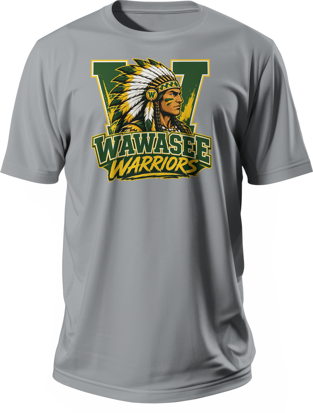 Wawasee Warriors Chief W Mascot T-Shirt in Gravel