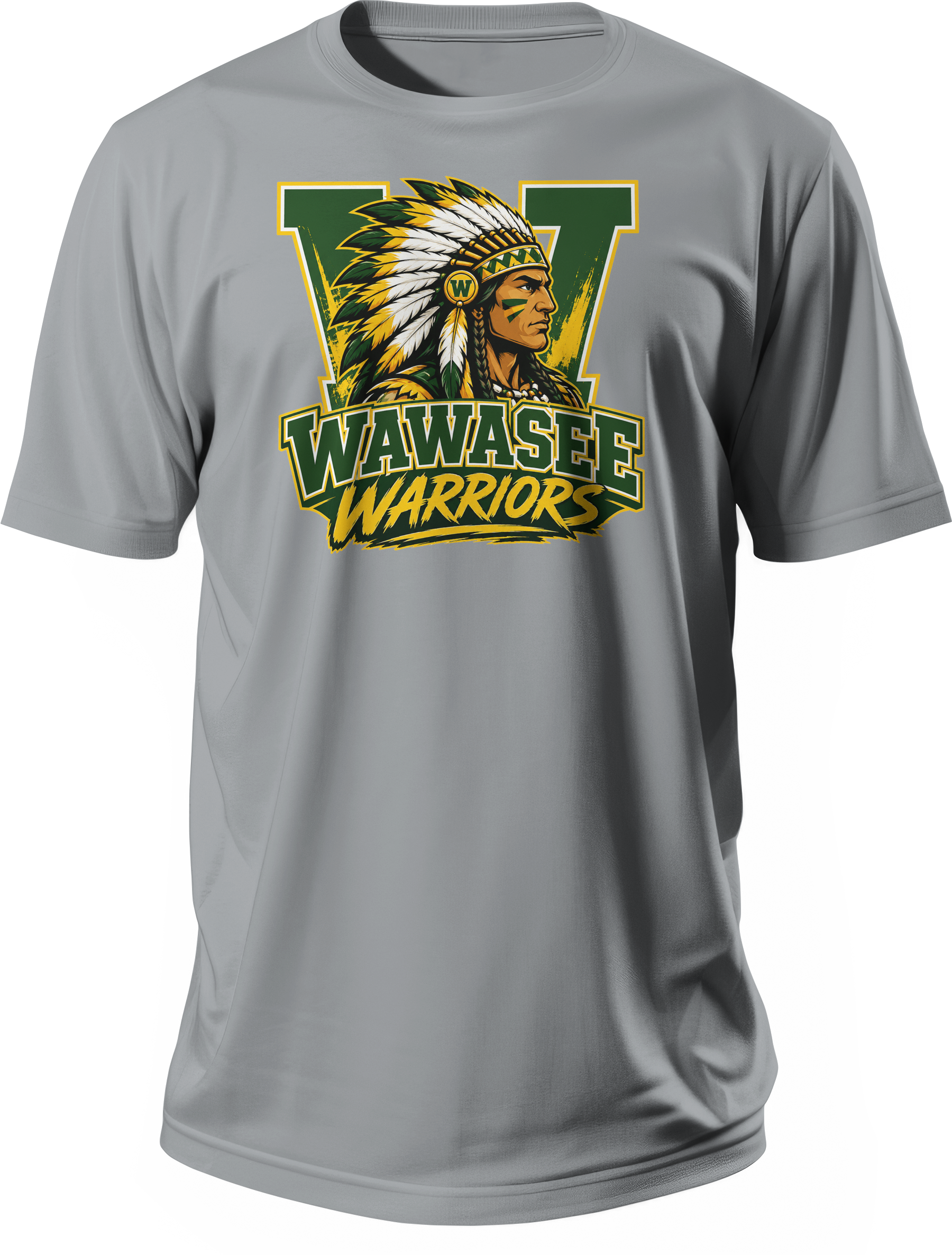 Wawasee Warriors Chief W Mascot T-Shirt in Gravel