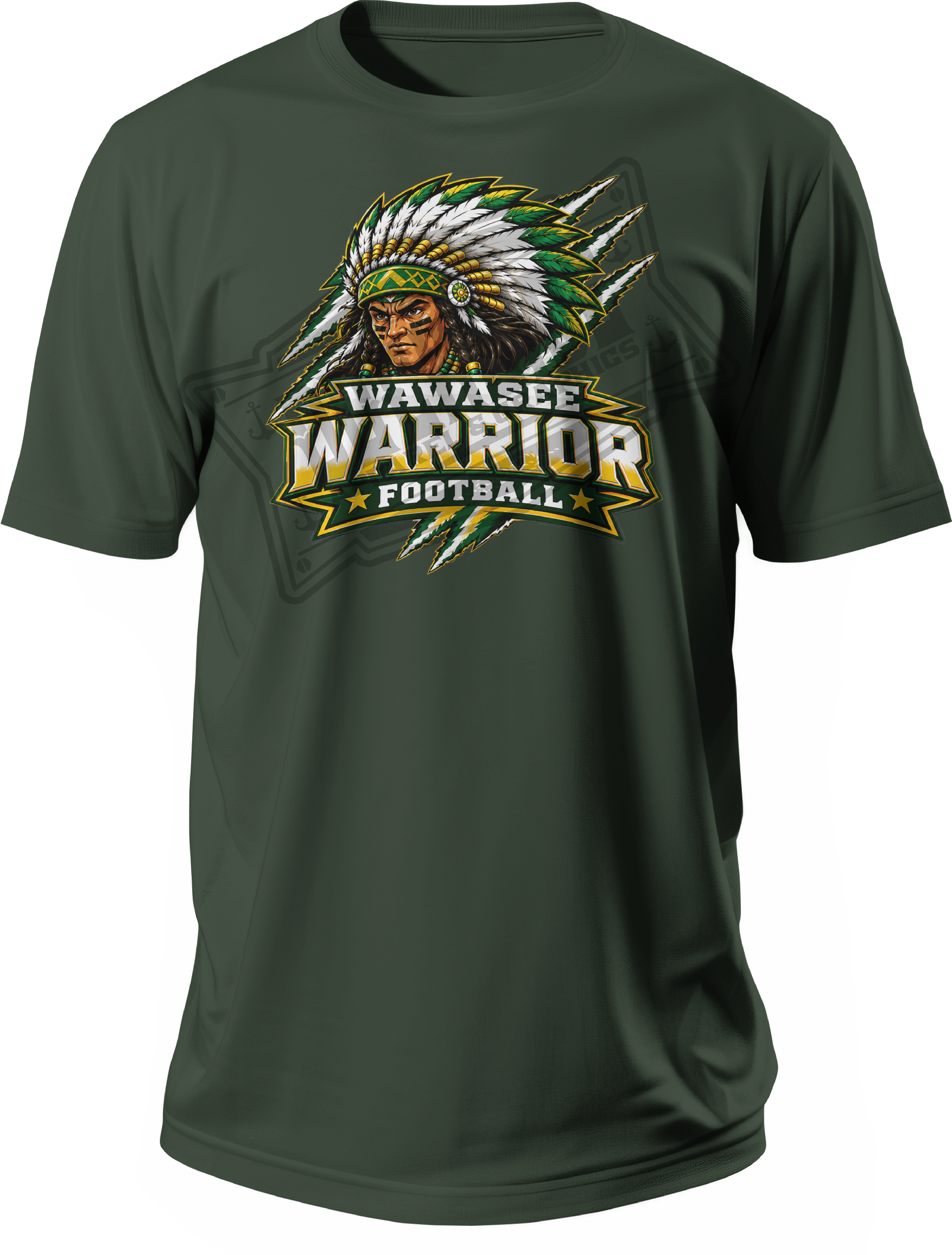 Wawasee Warrior Football T-Shirt - Forest Green
